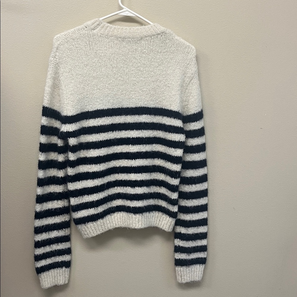 Zara Strip Sweater with rhinestone Buttons alpaca blend SzL - Picture 7 of 8